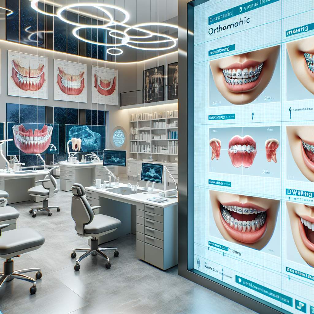 A set of dental tools, including a mirror, scaler, and probe, sitting on a tray next to a dental chair.