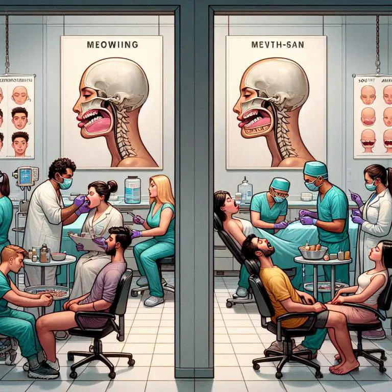 How do recovery times compare between mewing and surgical jawline enhancements?