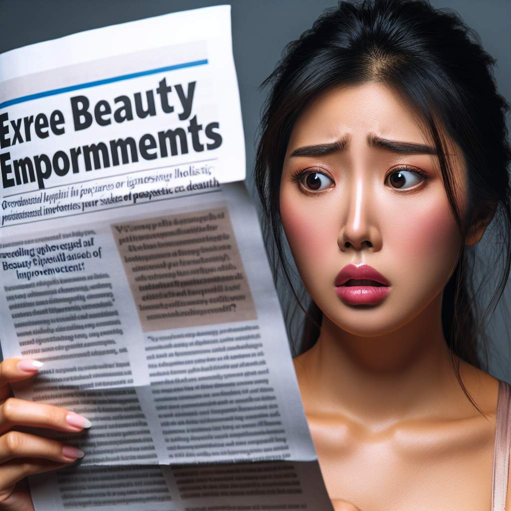 A person looking concerned while reading about common looksmaxxing pitfalls, such as overdoing treatments or neglecting health for aesthetic improvements.