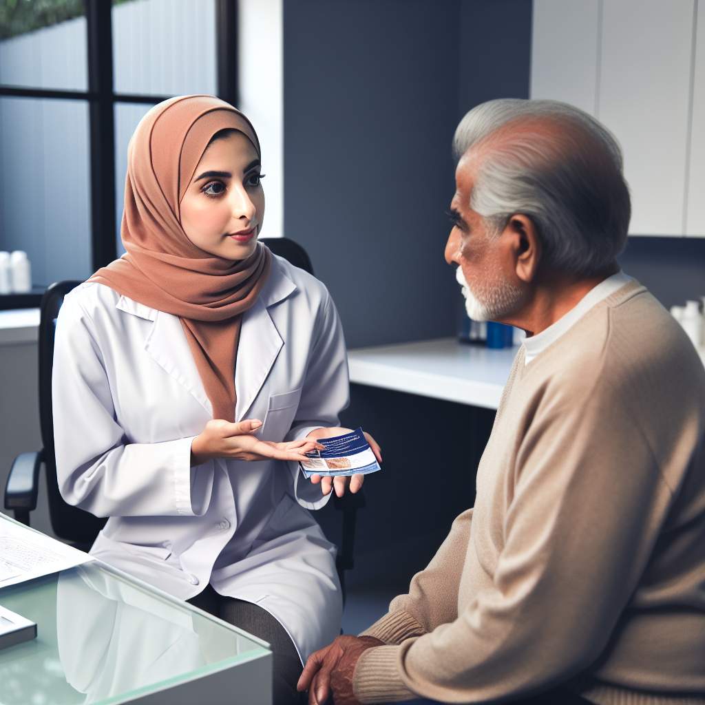 A dermatologist advising an older patient on effective looksmaxxing strategies for aging skin, focusing on rejuvenation and care.