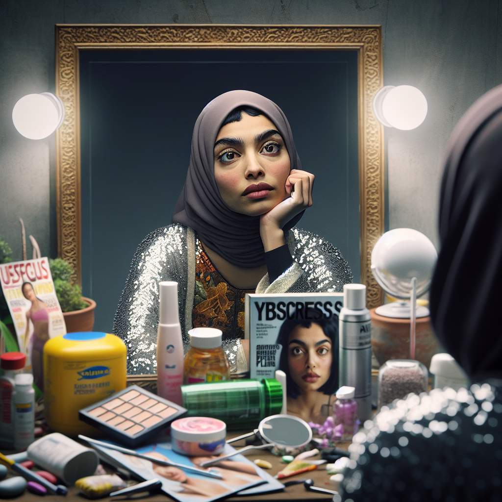 An individual looking at their reflection in the mirror, reflecting on the psychological effects of looksmaxxing, such as increased confidence or obsession.